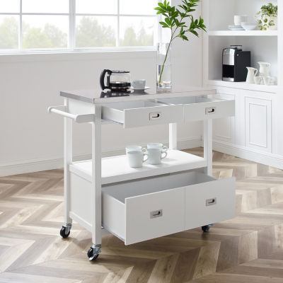 Sydney Kitchen Collection Stainless Steel-Top Kitchen Cart