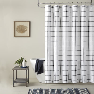 Home Expressions Twill Grid Shower Curtain