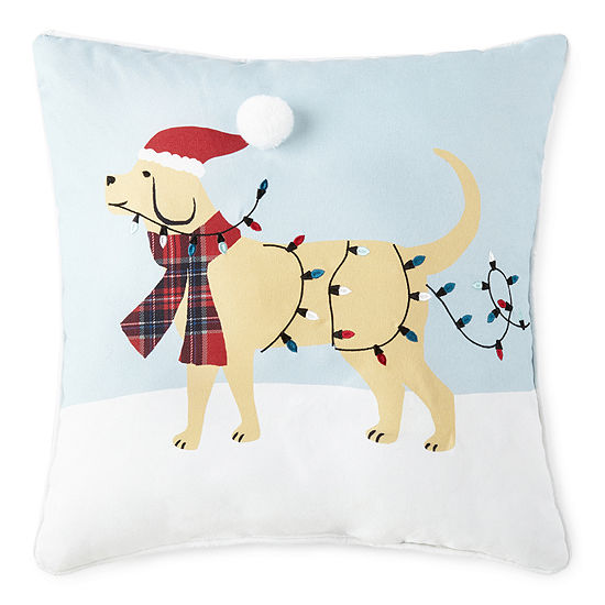 North Pole Trading Co. Dog Holiday Square Throw Pillow