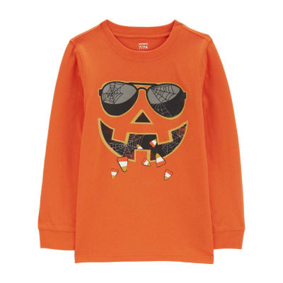 Carter's Little & Big Boys Halloween Crew Neck Long Sleeve Graphic T-Shirt