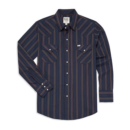 Ely Cattleman Stripe Big And Tall Mens Long Sleeve Western Shirt, 4x-large Tall, Blue