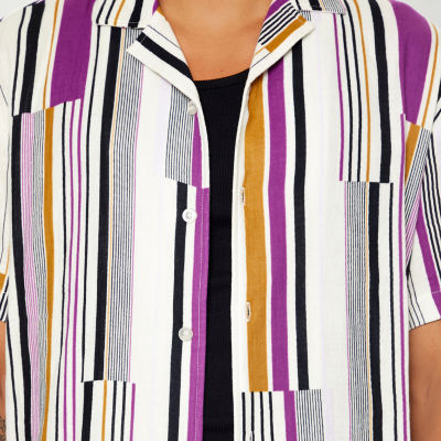 Forever 21 Mens Short Sleeve Striped Button-Down Shirt