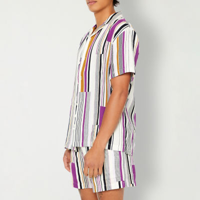 Forever 21 Mens Short Sleeve Striped Button-Down Shirt