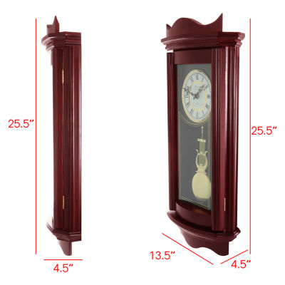 Bedford Clock Collection Weathered Chocolate Cherry Wood Wall Clock