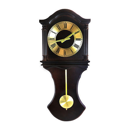 Megagoods Chocolate Brown Oak Finish Wall Clock, One Size, Brown