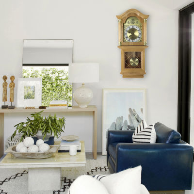 Bedford Clock Collection Classic 26" Golden Oak Finish Wall Clock