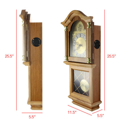 Bedford Clock Collection Classic 26" Golden Oak Finish Wall Clock