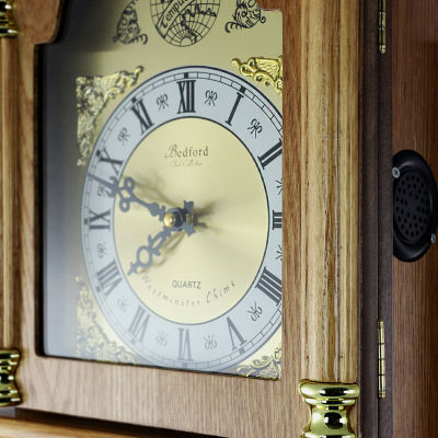 Bedford Clock Collection Classic 26" Golden Oak Finish Wall Clock