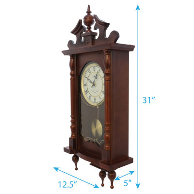 Bedford Clock Collection Classic 31" Chiming Pendulum Wall Clock