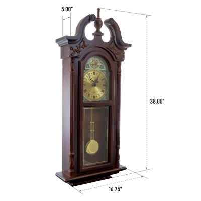 Bedford Clock Collection 38" Chiming Pendulum In Cherry Oak Finish Wall Clock