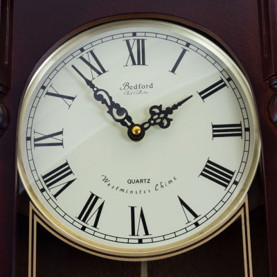 Bedford Clock Collection Grand 31" Antique Mahogany Cherry Finish Wall Clock