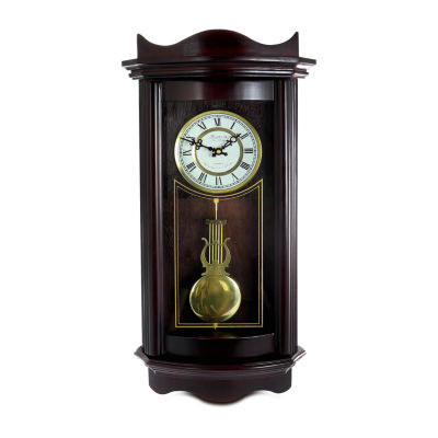 Bedford Clock Collection 25" Weathered Chocolate Cherry Finish Wall Clock