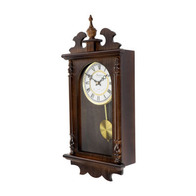 Megagoods Leo 21" Chestnut Wood Chiming Pendulum Wall Clock