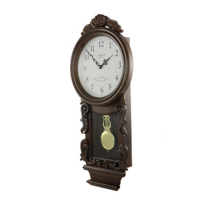 Bedford Clock Collection Chestnut Chiming Pendulum Wall Clock