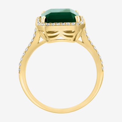 Effy Final Call Womens 1/5 CT. T.W. Genuine Green Onyx 14K Gold Halo Cocktail Ring