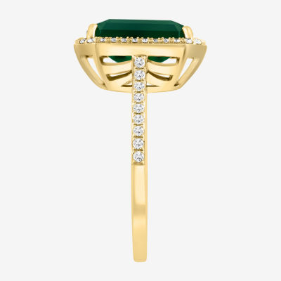 Effy Final Call Womens 1/5 CT. T.W. Genuine Green Onyx 14K Gold Halo Cocktail Ring