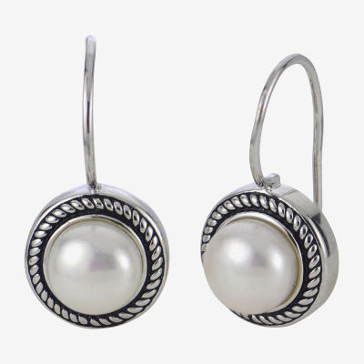 7.5-8Mm Cultured Freshwater Button Pearl Sterling Silver Earrings