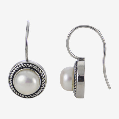 7.5-8Mm Cultured Freshwater Button Pearl Sterling Silver Earrings