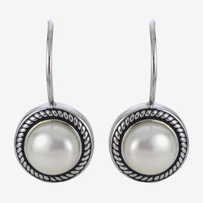 7.5-8Mm Cultured Freshwater Button Pearl Sterling Silver Earrings