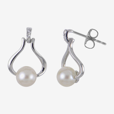 Cultured Freshwater Pearl Sterling Silver Drop Earrings