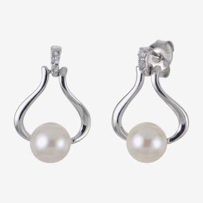 Cultured Freshwater Pearl Sterling Silver Drop Earrings