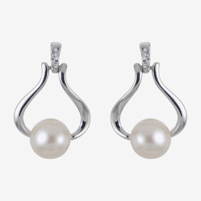 Cultured Freshwater Pearl Sterling Silver Drop Earrings