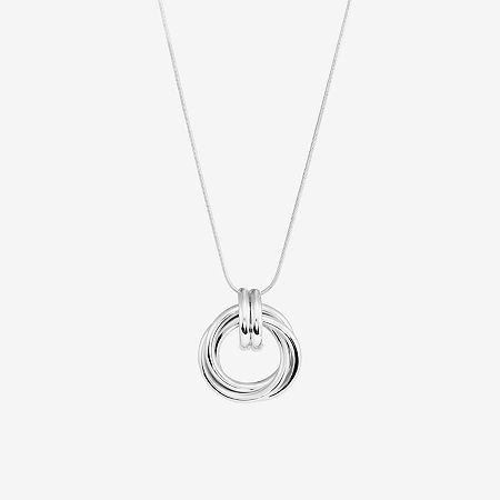 Womens Sterling Silver Circle Round Pendant Necklace, One Size