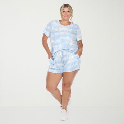 White Mark Womens Crew Neck Short Sleeve 2-pc. Pajama Sets