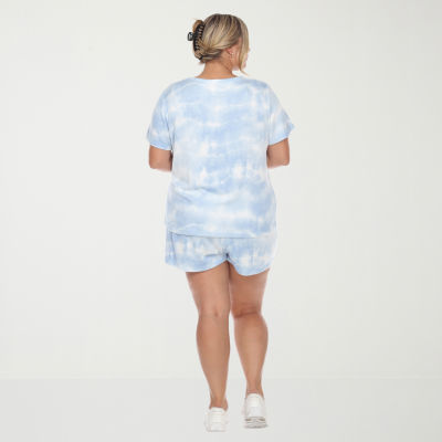 White Mark Womens Crew Neck Short Sleeve 2-pc. Pajama Sets