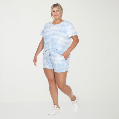 White Mark Womens Crew Neck Short Sleeve 2-pc. Pajama Sets