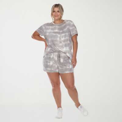 White Mark Womens Crew Neck Short Sleeve 2-pc. Pajama Sets