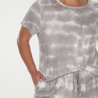 White Mark Womens Crew Neck Short Sleeve 2-pc. Pajama Sets