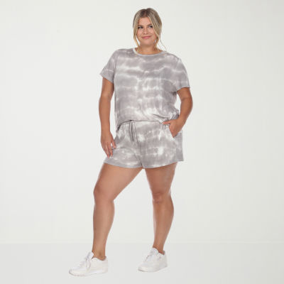 White Mark Womens Crew Neck Short Sleeve 2-pc. Pajama Sets