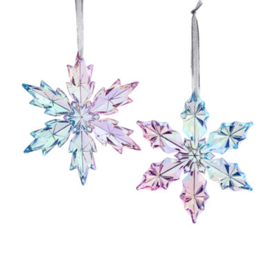 North Pole Trading Co. Iridescent Snowflake Set 2-pc. Christmas Ornament