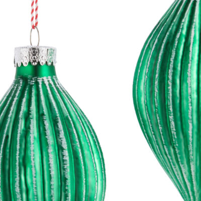 North Pole Trading Co. Green Pleated Drop Set 2-pc. Christmas Ornament