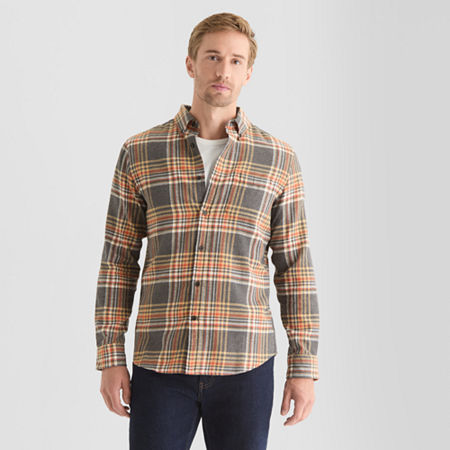 St. John's Bay Mens Long Sleeve Classic Fit Flannel Shirt In Multi