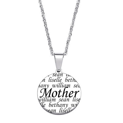 Personalized Stainless Steel Mother Circle Pendant Necklace