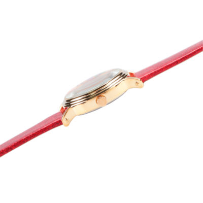 Disney Minnie Mouse Womens Red Leather Strap Watch Wds000254