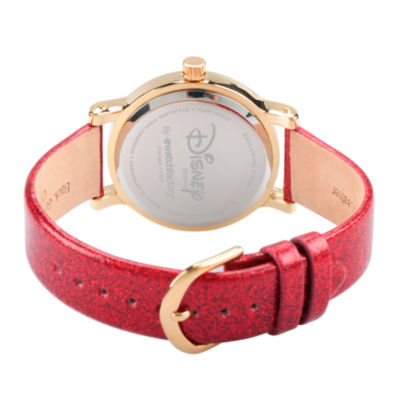 Disney Minnie Mouse Womens Red Leather Strap Watch Wds000254