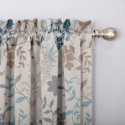Sun Zero Emory Botanical Print Rod Pocket Energy Saving Light-Filtering Single Curtain Panel