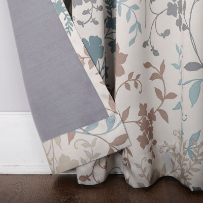 Sun Zero Emory Botanical Print Rod Pocket Energy Saving Light-Filtering Single Curtain Panel