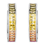 DiamonArt® Multi Color Cubic Zirconia Sterling Silver 26.2mm Hoop Earrings