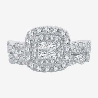 Womens 1 CT. T.W. White Diamond 10K Gold Cushion Bridal Set