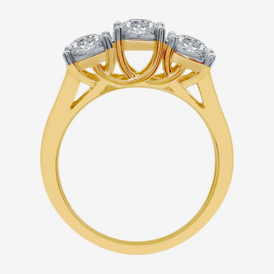 Love Lives Forever (G / Si1-Si2) Womens 1 1/2 CT. T.W. Lab Grown White Diamond 10K Gold Round 3-Stone Engagement Ring