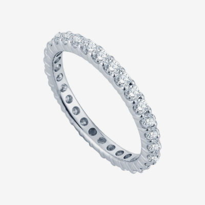 Womens 1 CT. T.W. Natural Diamond 14K White Gold Eternity Wedding Band