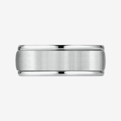  Mens 10K White Gold 8mm Band