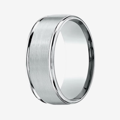  Mens 10K White Gold 8mm Band