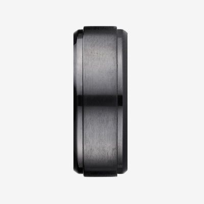 thumbnail image 2 of Tommyway Jewelry Men's Black Titanium Wedding Band With 0.03 Carat CZ Grooved Center – Sizes 9-13 2 of 6
