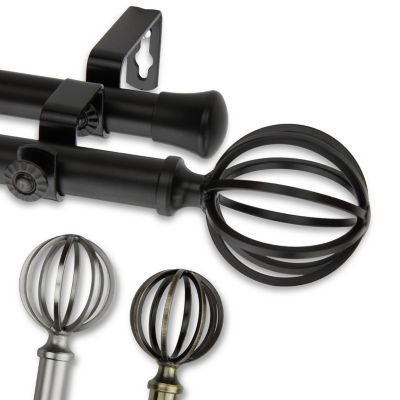 Rod Desyne Double 13/16" Adjustable Curtain Rod with Cage Finials JCPenney