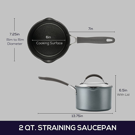 Circulon A1 Series With ScratchDefense 2-qt. Nonstick Straining Sauce Pan With Lid, One Size, Gray